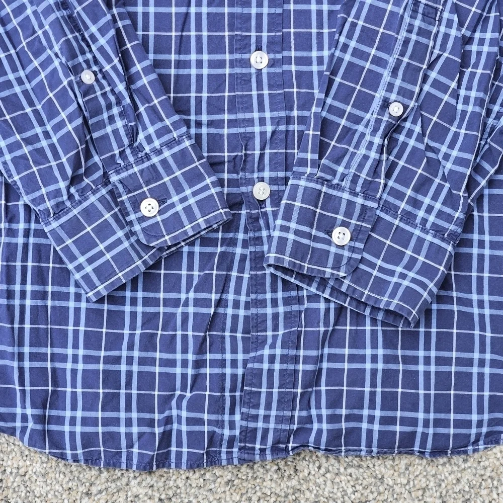 J. Crew Vintage Classic Blue White Button Down Long Sleeve Shirt Mens Size Large